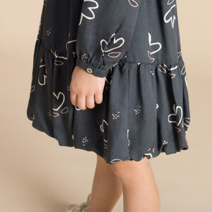 Robe tunique effet boule imprimé fleurs fille 