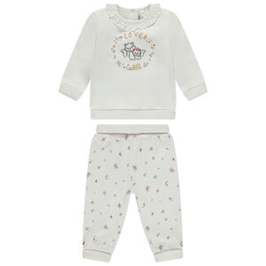 Ensemble long t-shirt fantaisie + pantalon pour bébé fille 