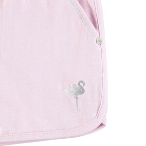Korte jersey short met flamingo print en folie voor meisjes 