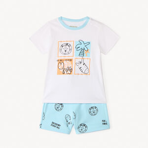 Set van 2 onderdelen: T-shirt met korte mouwen + short in savanne-stijl voor babyjongen. 