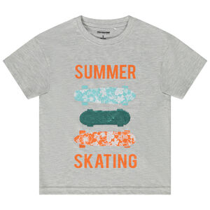 T-shirt korte mouwen print en magische pailletten skate voor jongens 