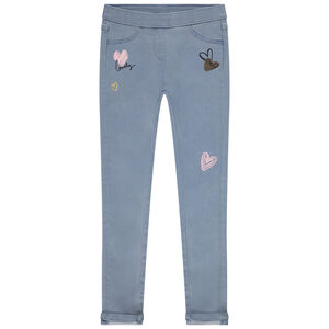 Jegging denim super strech avec print fantaisie fille 