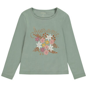 T-shirt manches longues print fantaisie pailleté fille 