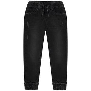 Jogger jeans in denim met elastische taille en ribboorden jongens 