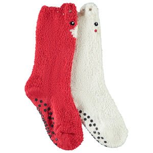 Set van 2 paren hoge antislip kerstkousen meisjes 