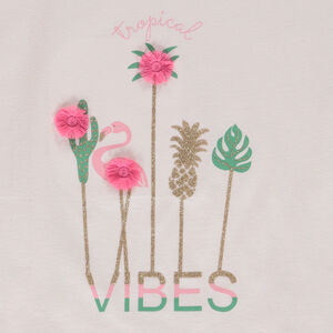 T-shirt manches courtes forme boîte print pailleté fille 