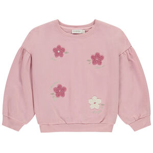 Sweat oversize à fleurs en bouclettes pour fille 