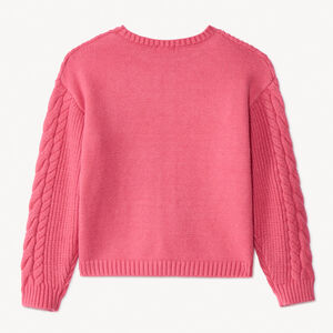 Oversize gebreide kabeltrui effen voor meisjes 