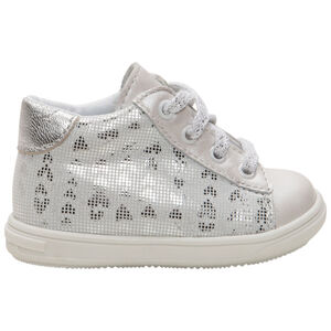 Bottillons irisés à motifs argentés et lacets  