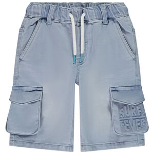 Bermuda met denim effect met zakken en fantasie embossing voor jongens 