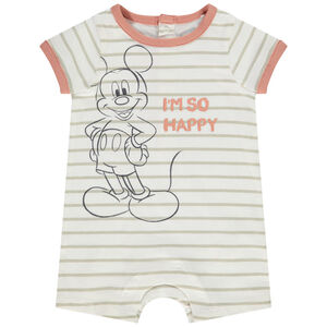 Korte gestreepte jumpsuit met Mickey Disney-print voor babyjongen 