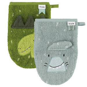 Gants de toilette 2pcs Mr Shark & Mr Dino 