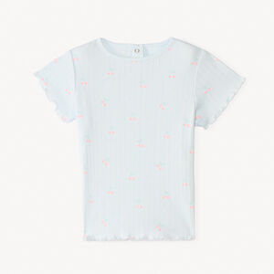T-shirt manches courtes en maille côtelée imprimé fantaisie pour bébé fille 