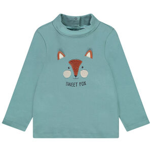 Sous-pull col cheminée en coton print renard pour bébé garçon 