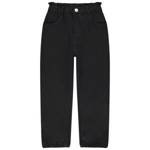 Jogging paperbag in effen twill voor meisjes 