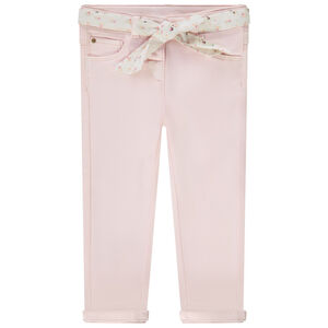 Rechtdoorlopende jeans met een gedrukte strikceintuur voor babymeisjes 