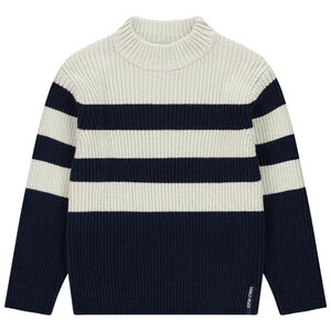 Pull manches longues à rayures en tricot côte pour garçon  