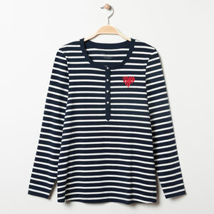 Langarmige zwangerschaps T-shirt met strepen 