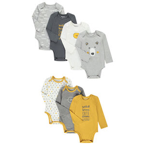 Lot de 7 bodies manches longues en jersey fantaisie pour bébé garçon 