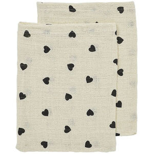Lot de 2 langes en mousseline Sweetheart - Soft Sand/Black - 20x17cm 