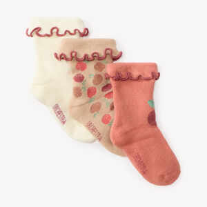 Lot de 3 paires de chaussettes bébé fille motifs pomme 