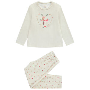 Set pyjama de Noël 2 pièces en velours motif cœur pour fille 