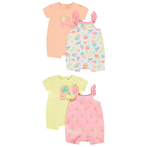 Lot de 4 combinaisons courtes fantaisies pour bébé fille  