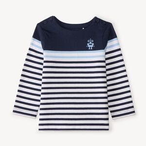 Marinière met lange mouwen met robotprint voor babyjongen 