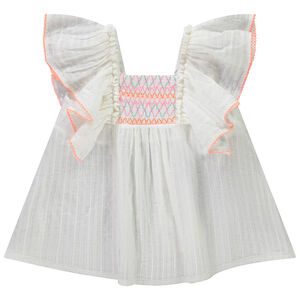 Tunique manches courtes volantées avec haut effet smocke pour fille 