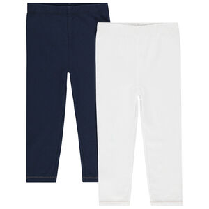Lot de 2 leggings unis en coton pour bébé fille 
