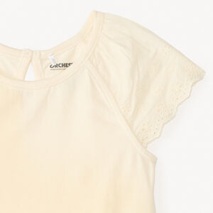 Korte mouwen T-shirt van effen popeline voor babymeisjes 