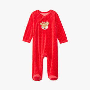 Kerst rompertje voor babymeisje van velours (verschillende afwerkingen afhankelijk van de leeftijd) 
