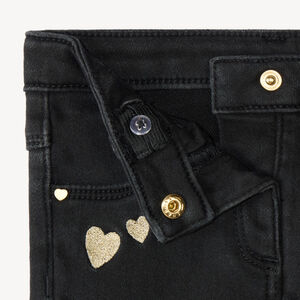 Jeans slim met gouden hartborduursels voor babymeisje 