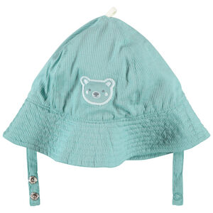 Hoedje met ribfluwelen look en geborduurde beer voor babyjongens 