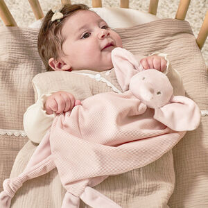 Knuffeldoekje maxi olifant - Fanfan ribfluweel- Roze - 60x40 cm 