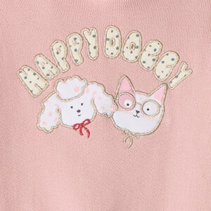 Robe sweat bébé fille à capuche motif chien et chat 
