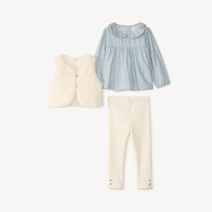 Drie-delige set met tuniek, vest en legging voor meisjesbaby's 