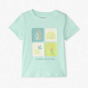 T-shirt met korte mouwen in effen kleur met fantasiedruk voor babyjongen 