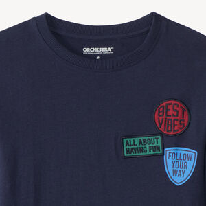 T-shirt manches longues garçon avec badges brodés 