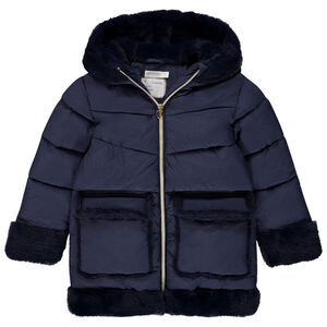 Donsjas met nepbont en kap voor meisjes 