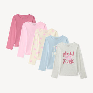 Set van 5 meisjes t-shirts met lange mouwen en fantasieprints 