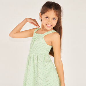 Robe à bretelles en broderie anglaise pour fille  