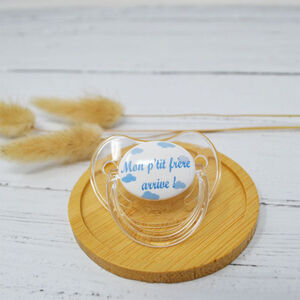 Fopspeen voor zwangerschap aankondiging 0-6 maanden met tekst Mijn kleine broer komt eraan 