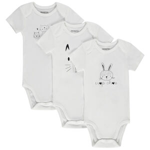 Lot de 3 bodies manches courtes print animaux pour bébé fille 