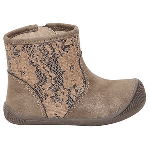 Bottines dorées avec tige en dentelle  