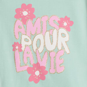 T-shirt met lange mouwen en fantasieprint met pailletten voor meisjes 
