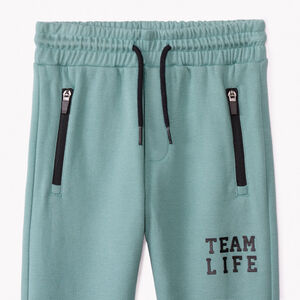 Tweedelig joggingensemble in piqué fleece voor jongens, effen turquoise kleur 