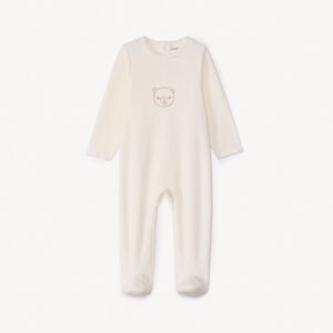 Pyjama van fluweel met geborduurd dier voor baby jongen 