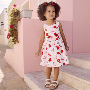 Mouwloze jurk met bloemenprint voor baby meisje 