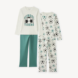 Set van 2 lange pyjama's voor jongens met een voetbalmotief 